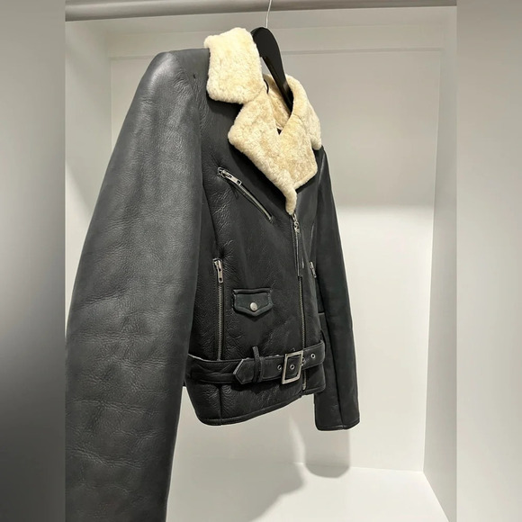 Vintage Harley Davidson Sherpa Lined belted Embroidered Genuine Leather Jacket S - Picture 4 of 14